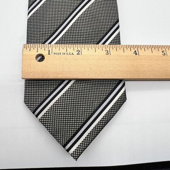 George Black and White Tie Check and Diagonal Stripes Pattern - Picture 9 of 9